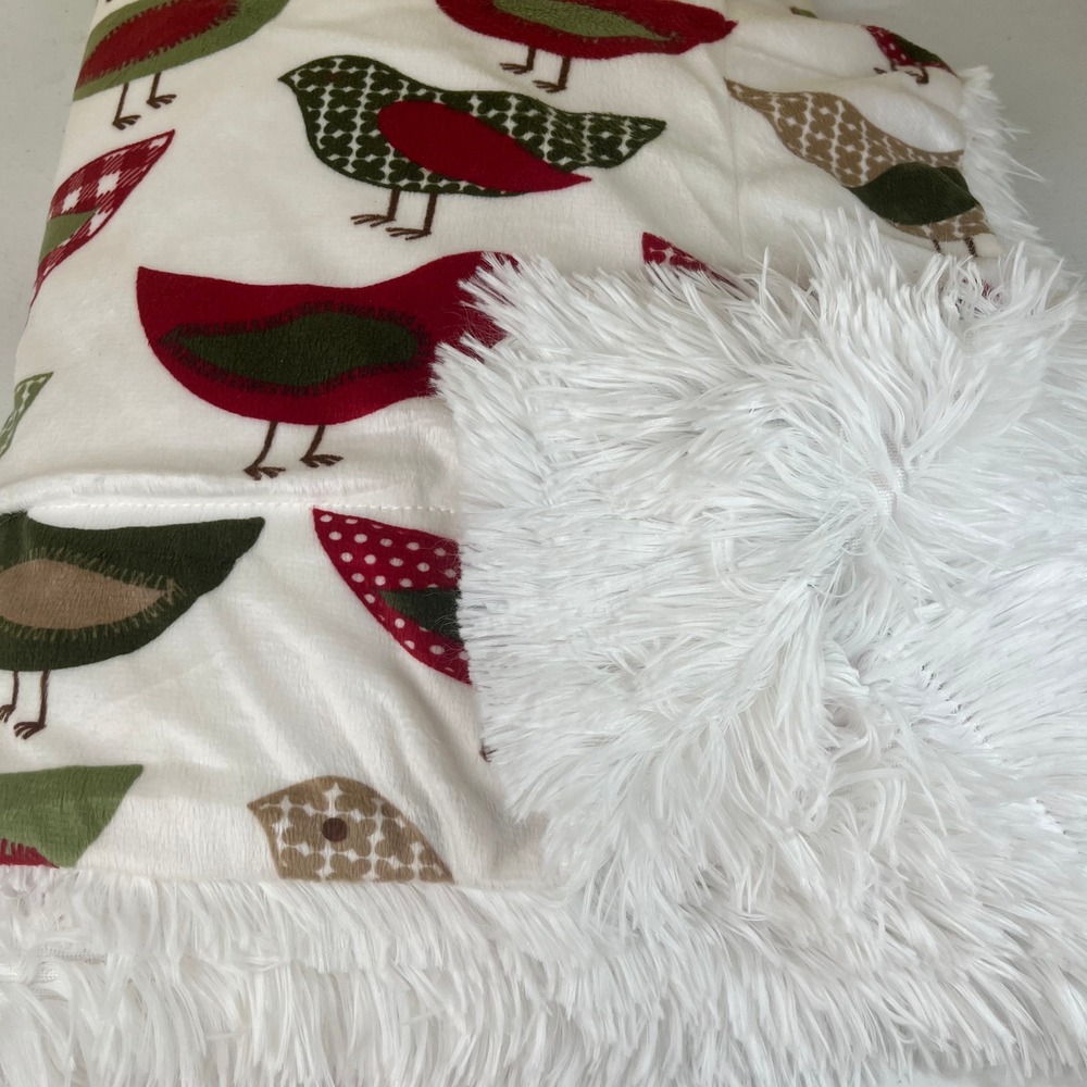 Christmas Partridge Bird Faux Fur Decorative Holiday Throw Blanket 50x60